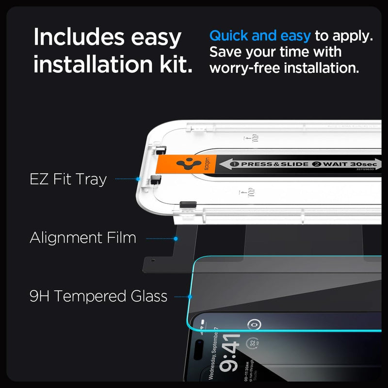 Spigen Apple iPhone 15 Pro EZ Fit Screen Protector Case Sensor Protection 2 PACK - Clear